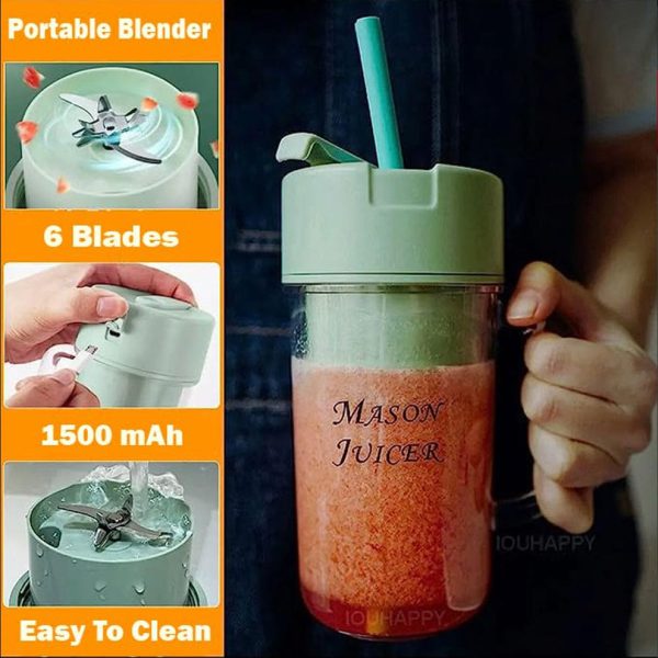Portable Mini Juicer Blender with Straw Cup (500ml)